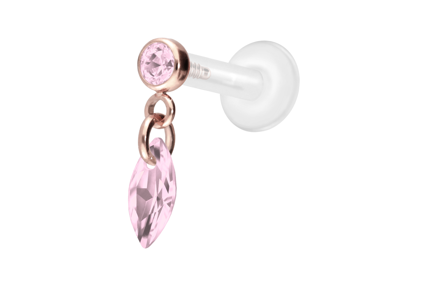 PTFE Labret Piercing mit Innengewinde + Titan-Aufsatz KRISTALLOVAL